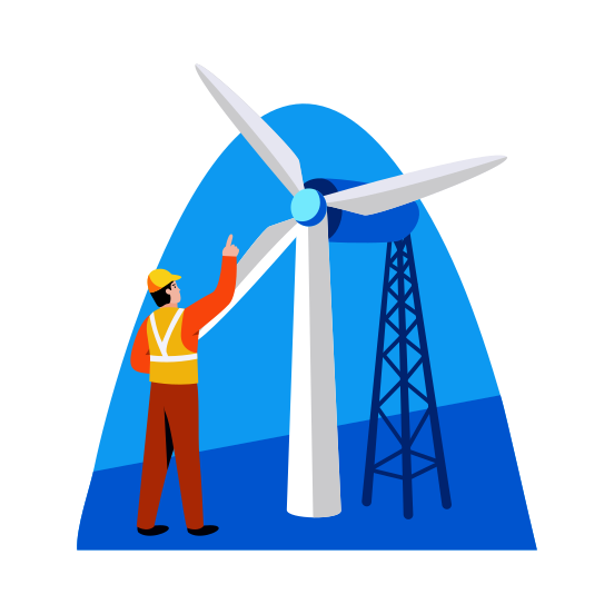 Windmill Engineer, Turbine, Electrical, Mechanical, Worker illustration