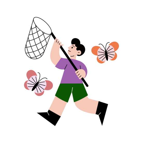 Catching Butterflies, Playing, Fun, Activity, Chasing illustration