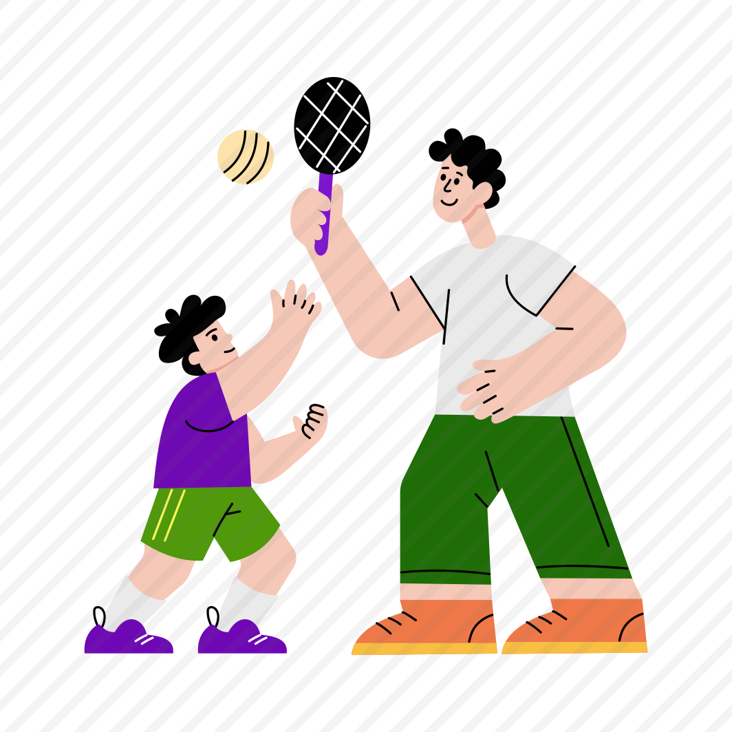 Father Son, Playing, Game, Sports, Badminton preview