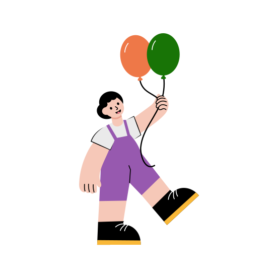 Holding Balloons, Festive, Playing, Celebration, Happy Kid illustration