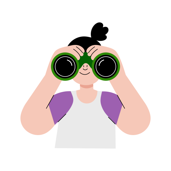 Looking, Binoculars, Observing, Discovering, Adventure illustration