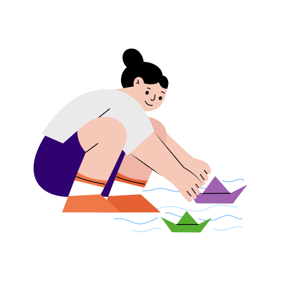 Paper Boats, Childhood, Memories, Playing, Fun illustration