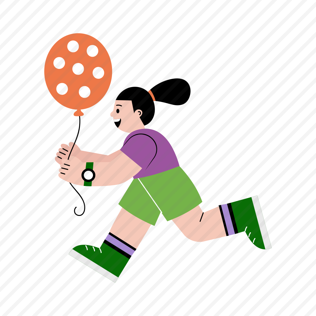 Running, Excited, Outdoor, Childhood, Holding Balloon preview