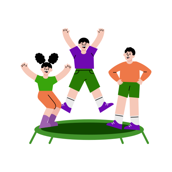 Trampoline, Jumping, Playing, Fun, Activity illustration
