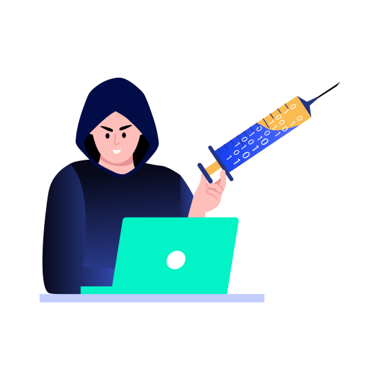 Code Injection, Vulnerability, Exploit, Hacker, Programming illustration