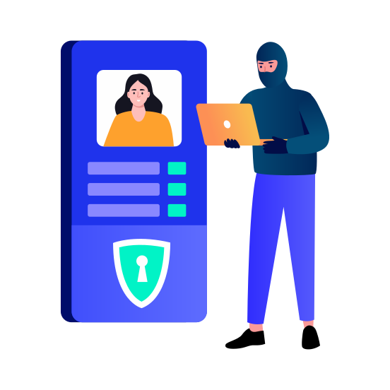 Cyberattack, Hacker, Theft, Scam, Fraud illustration