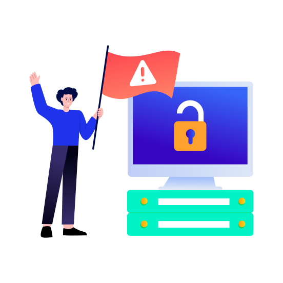 Cybersecurity Alert, Warning, Threat, Breach, Network illustration