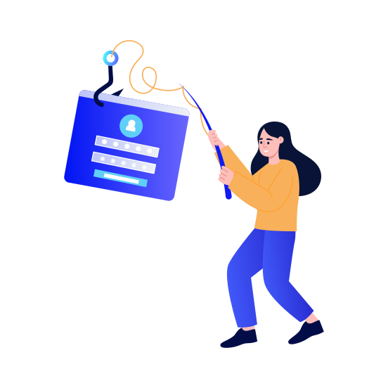 Data Phishing, Cyberattack, Deception, Scam, Fraud illustration