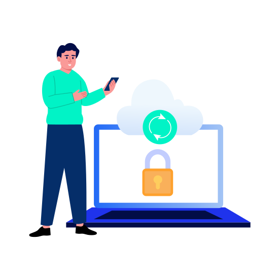 Data Synchronization, Cloud, Storage, Backup, Security illustration
