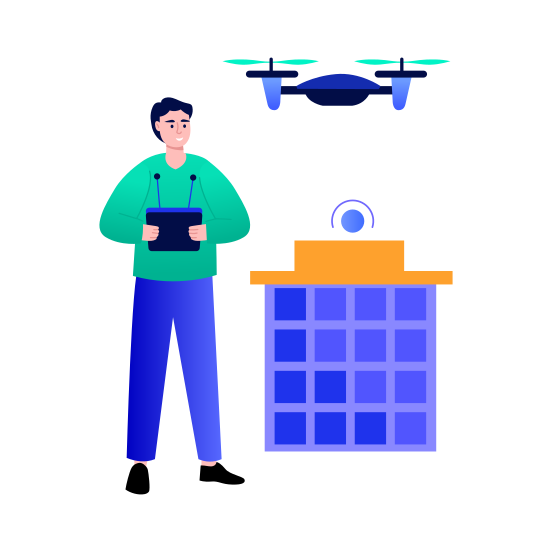 Drone Security, Surveillance, Monitoring, Camera, Protection illustration