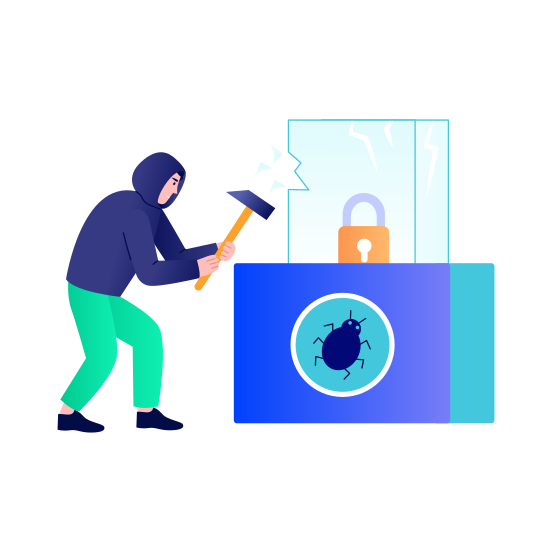 Security Breach, Vulnerability, Hacker, Attacking, Exploit, illustration