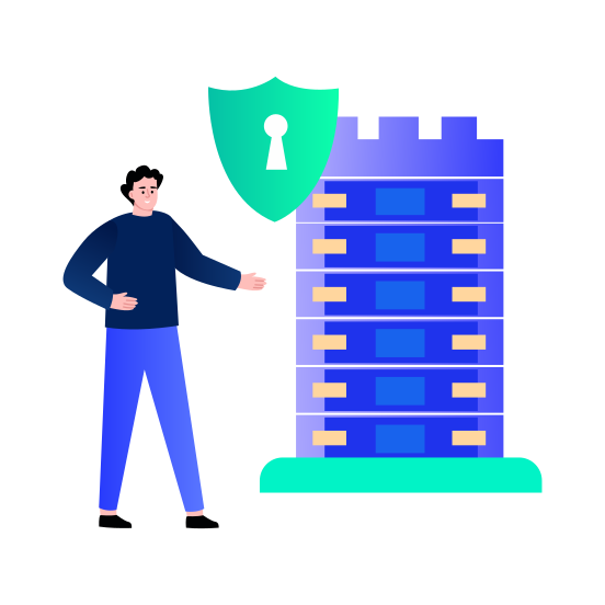 Server Security, Protection, Safety, Privacy, Datacenter illustration