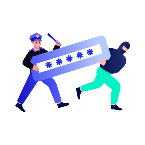 Stealing Password, Theft, Hacker, Cybercrime, Exploit illustration