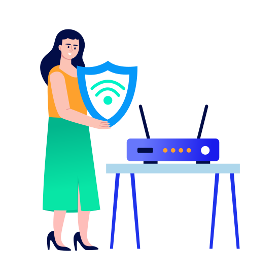 Wifi Security, Network, Router, Internet, Encryption illustration