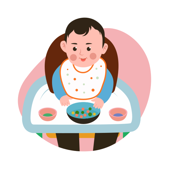 Baby Eating, Feeding, Food, Happy, Mealtime illustration