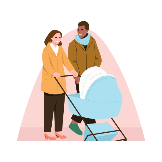 Baby Stroller, Parenthood, Walking, Strolling, Parents illustration