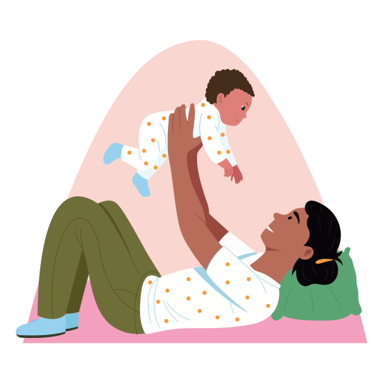 Baby Tossing, Playing, Happy, Motherhood, Embrace, illustration