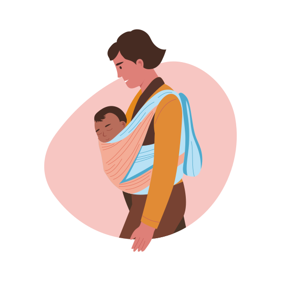 Babywearing, Carrying, Motherhood, Parenting, Maternity illustration