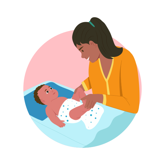 Diaper Duty, Changing, Hygiene, Cleaning, Motherhood, illustration