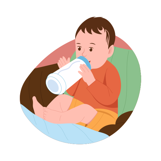 Drinking Milk, Feeding, Bottle, Sipping, Baby illustration