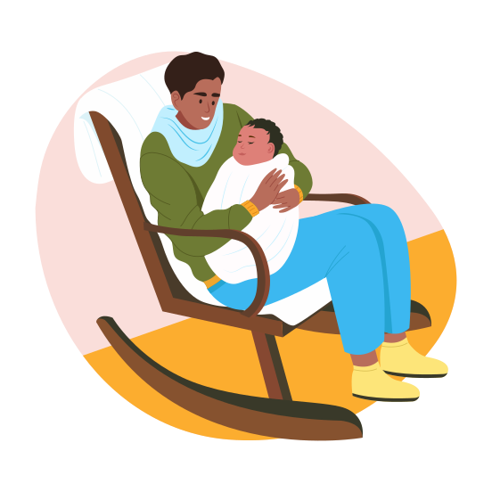 Father Care, Sleeping, Embrace, Affection, Fatherhood, illustration