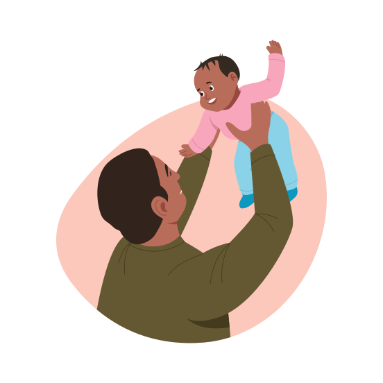 Lifting Baby, Playing, Fatherhood, Happy Kid, Parenting illustration