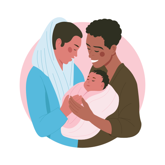 Mom Dad, Parents, Cherished, Newborn, Family, illustration