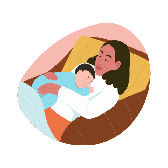 Mother Child, Sleeping, Resting, Cuddling, Affection illustration