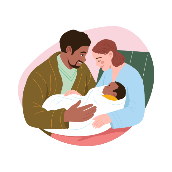 Newborn Love, Parenting, Happiness, Parenthood, Family illustration