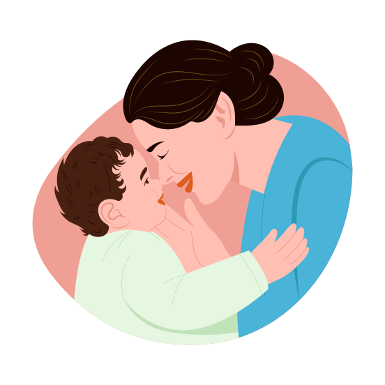Nuzzling, Affection, Embrace, Motherhood, Newborn illustration