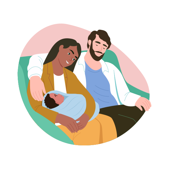 Parenthood, Family, Happy, Newborn, Affection, illustration