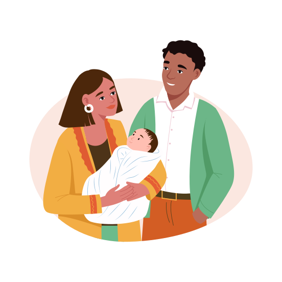 Parents, Cherished, Newborn, Affection, Family illustration