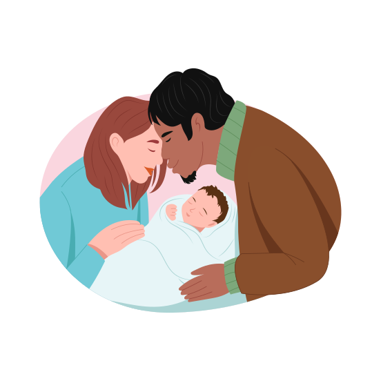 Parents Love, Affection, Newborn, Parenthood, Family illustration