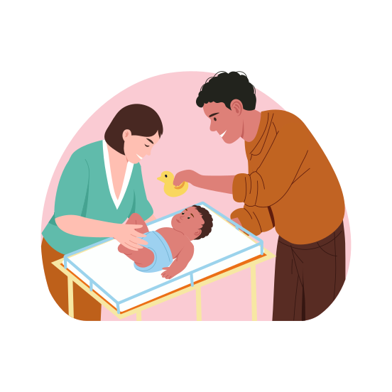 Parents Playing, Enjoying, Smiling, Family, Happy illustration