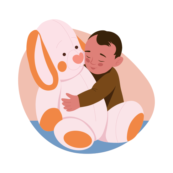 Toy Hug, Cuddling, Playing, Teddy, Happy illustration