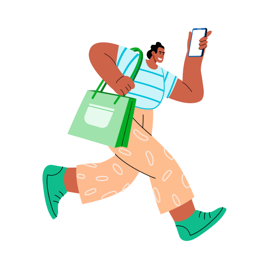Buyer, Running, Shopping, Customer, Consumer illustration