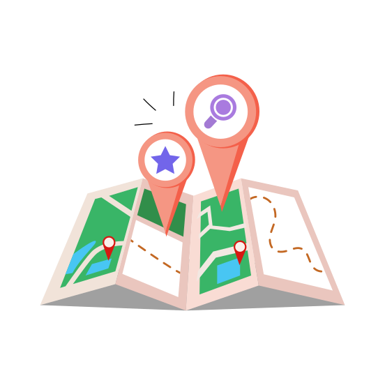 Local Marketing, Map, Location, Advertising, Outreach illustration