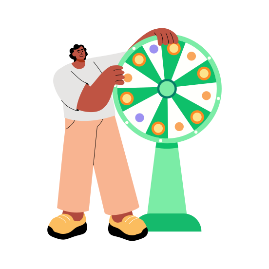 Lucky Wheel, Spinning, Fortune, Lottery, Prize illustration