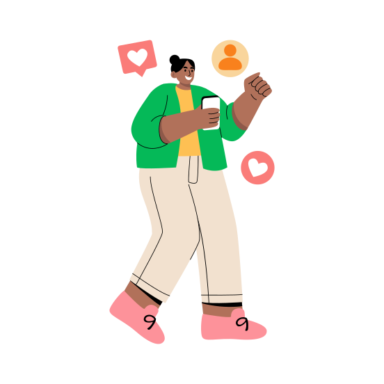 Media Influencer, Happy, Likes, Feedback, Promoter illustration