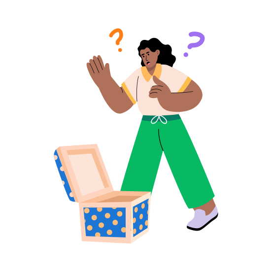 Mystery Box, Surprised, Shocked, Package, Amazed illustration