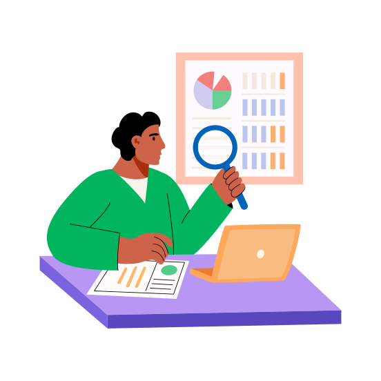 Reading Results, Analyst, Analytics, Statistics, Infographics illustration