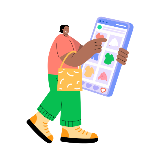 Social Commerce, Shopping, Buying, Purchasing, Ecommerce illustration