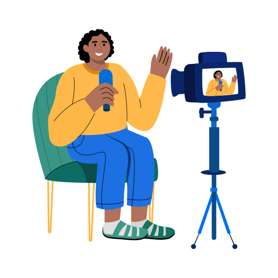 Vlogger, Recording, Influencer, Promoter, Creating Video illustration