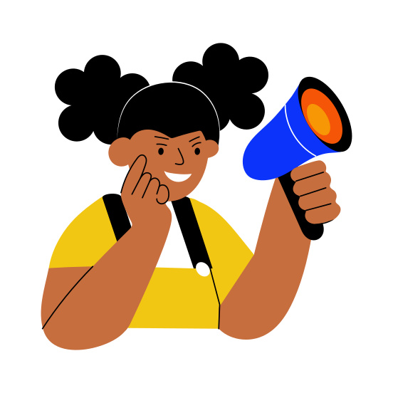 Activist, Demonstration, Announcement, Publicity, Person illustration