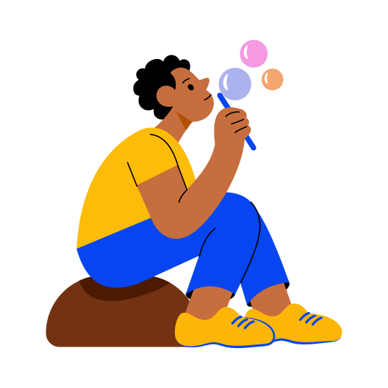 Blowing Bubbles, Playful, Joyful, Activity, Teenager illustration