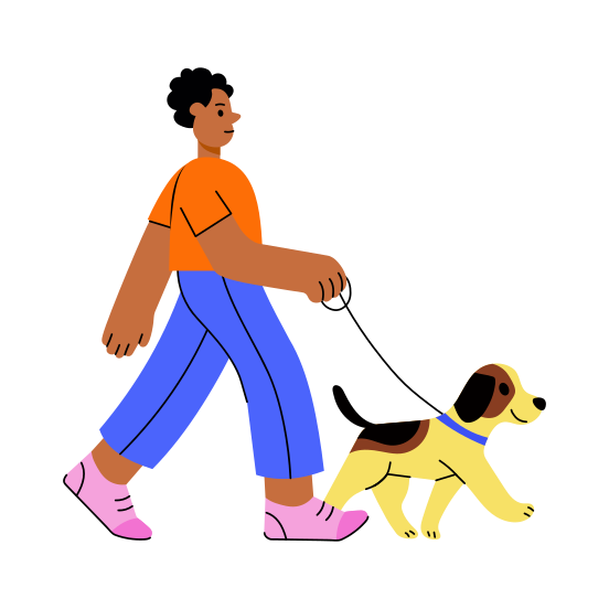 Dog Walk, Outing, Pet, Companion, Animal illustration