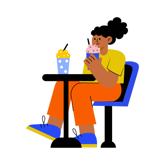 Eating Dessert, Confectionery, Sweet, Food, Teenager illustration