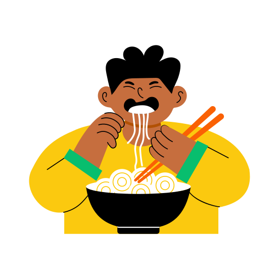 Eating Noodles, Ramen, Food, Meal, Cuisine illustration