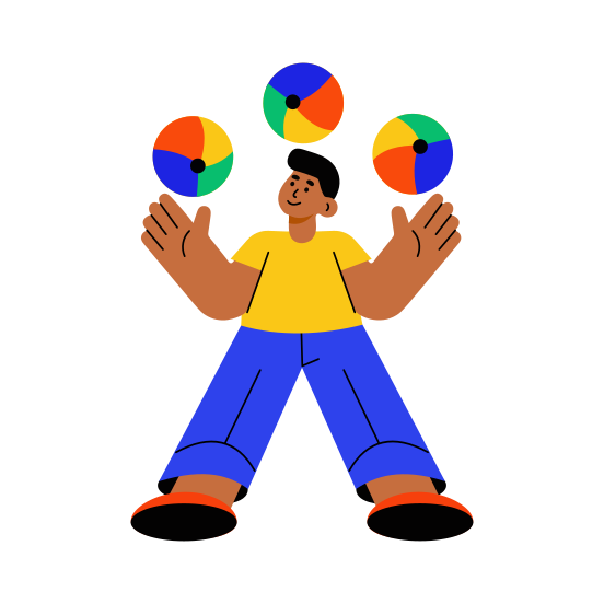 Juggling, Trick, Performing, Artist, Character illustration