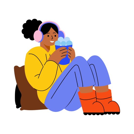 Listening Music, Melody, Relaxing, Enjoying, Hobby, illustration